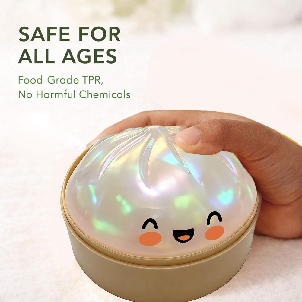 Cute Dumpling Toy Set Stress Relief Fidget For Kids Adults Kawaii Glitter Food Sensory Toys Gift In Steamer