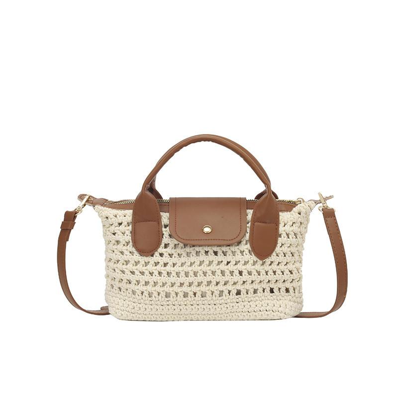 Small Handwoven Duffle Bag With Zipper Closure For Commute