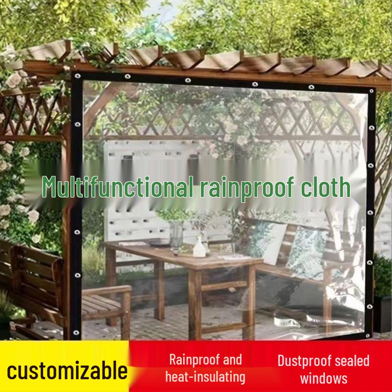 Wind, Rain & Cold-Proof Transparent Courtyard Enclosure Cloth with Edging & Eyelets - Greenhouse Window Seal for Balcony
