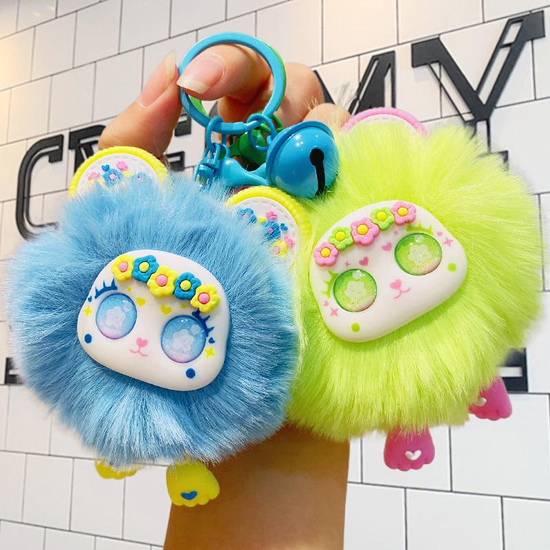 1 styck Kaninpäls Hänge Imitation Kolboll Plysch Nyckelring Färgstark Söt Kreativ Väskhänge Hängande Dekoration Flickpresent