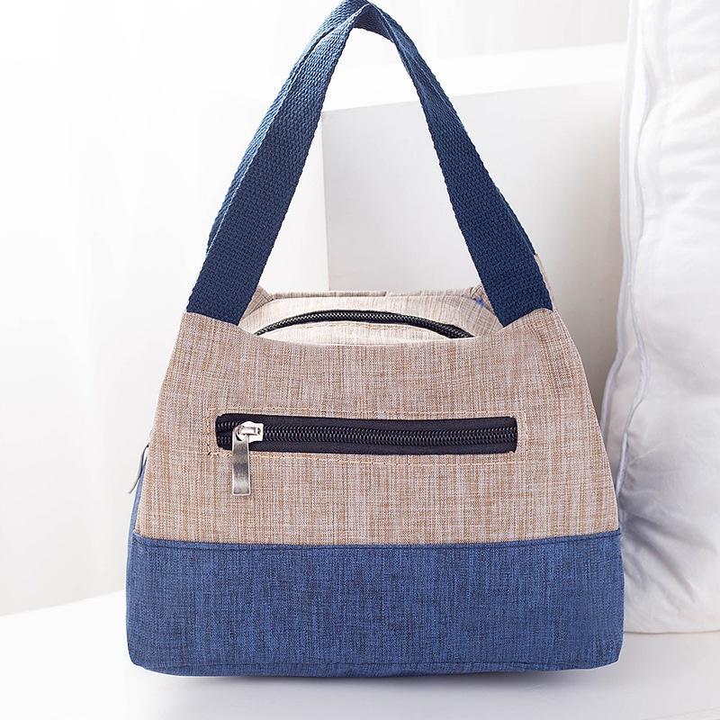 Thickened Oxford Canvas Lunch Bag Women Floral Handbag Portable Tote Lunch Box Bag Daily Hand Purse for Work