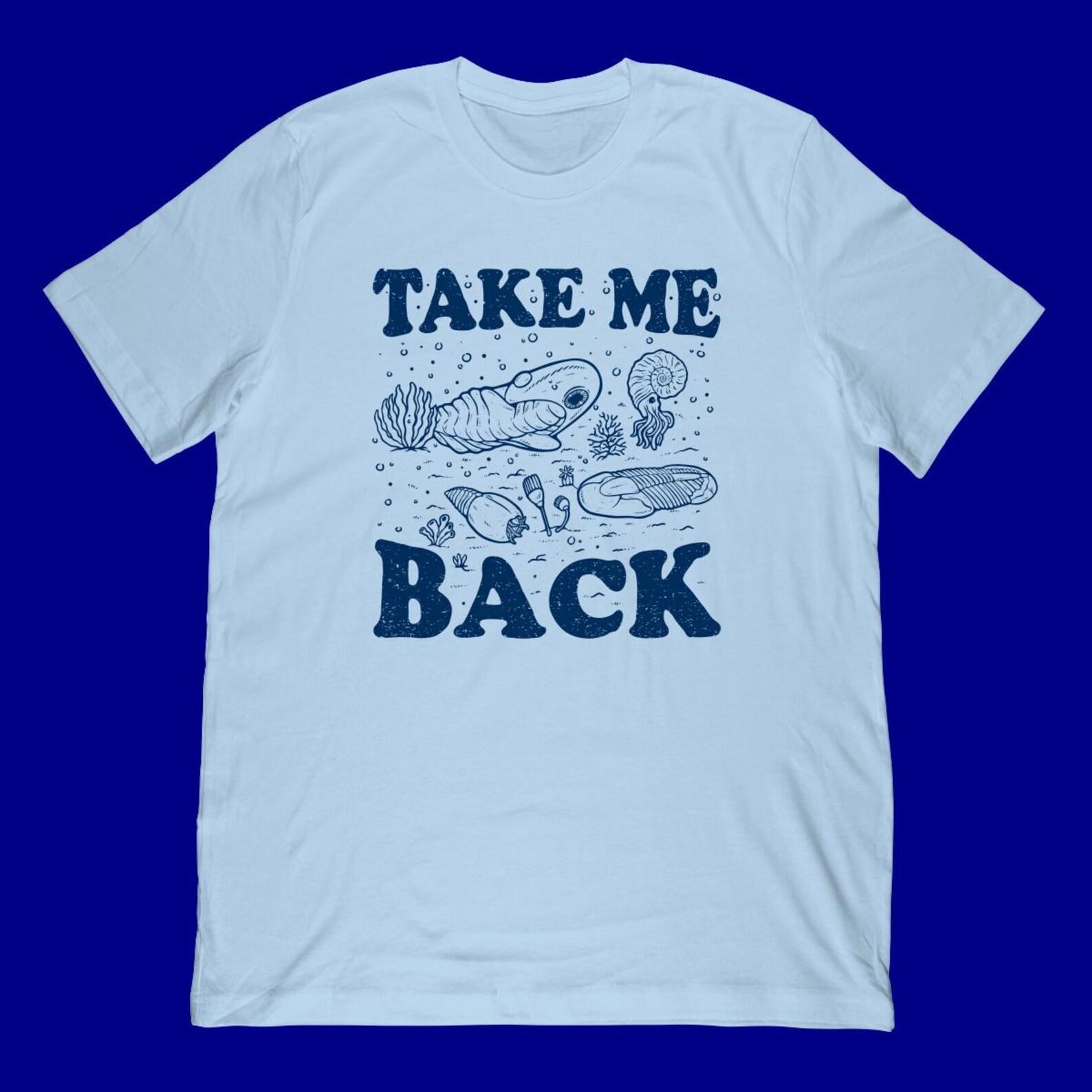 Take Me Back Fossils T-Shirt | Evolution Fish, Ammonites, Trilobites Ocean Fossils 2XL