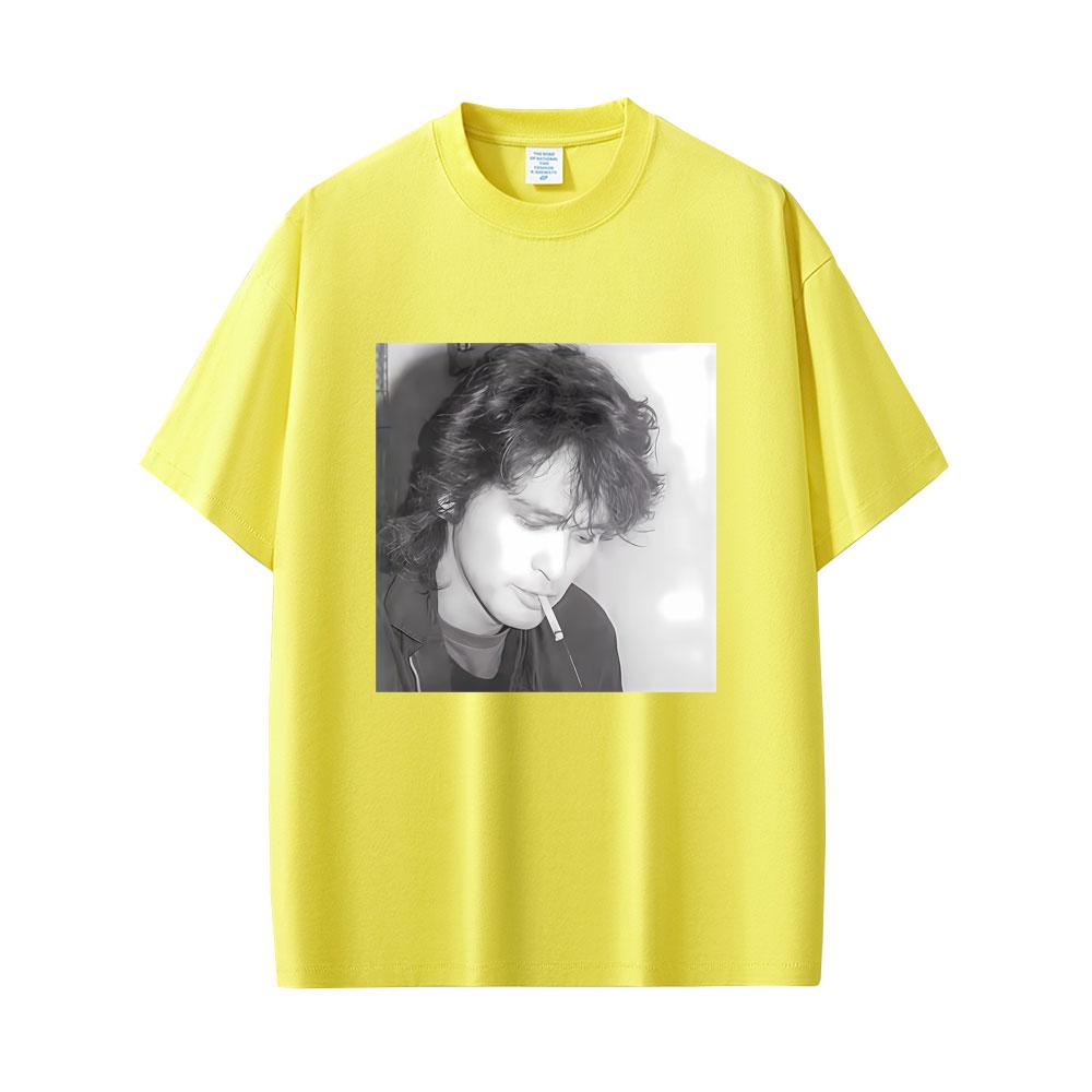 Klassische Russische Rockband Kino Viktor Tsoi Rauchmotiv Grafik T-Shirts Unisex Damen Lässig Übergroß Streetwear Unisex Baumwoll-T-Shirts