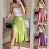 Womens Fashion Two Piece Outfit Tank Crop Tops Skirt Set A-line Split Skirt Suit