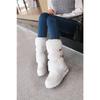 Waterproof Winter Shoes Women Platform Snow Boots Warm Fur Plush Casual Wedge Mid-Calf Boots Girls Black White Shoes Ladies33-43