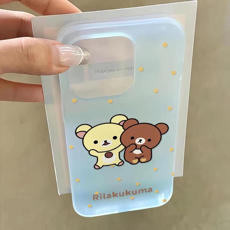Polka Dot Rilakkuma for IPhone15 for Apple 16 Women's Phone Case 13 Promax Cartoon 14 Transparent 12