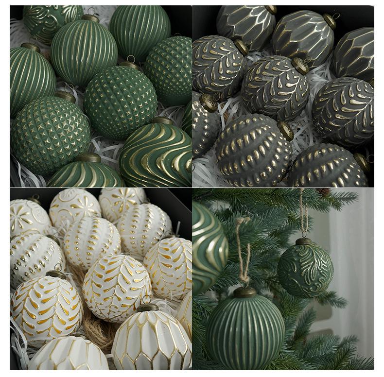 Boules Ornementales pour Sapin de Noël Style Ancien 8cm