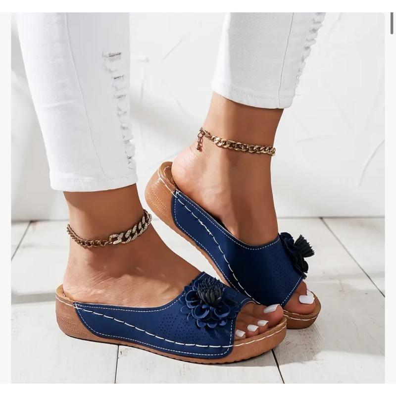 New large-size women's shoes spring and summer new one flower open-toed slippers sandals