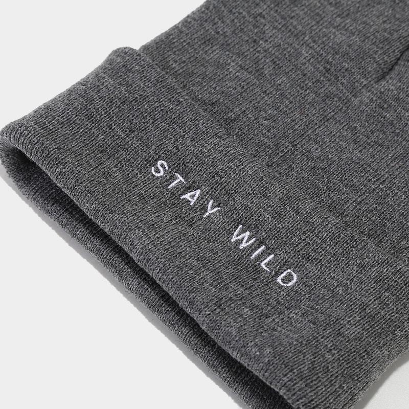 Autumn and winter new large board knitted hat men's trendy personality retro cold hat women's fashion letter embroidery simple stacking hat