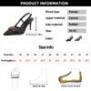 Elegant Pointed Toe Slingback Pumps for Women Embroidery Stiletto Heeled Party Dress Shoes Woman Metal Chain High Heels Sandals