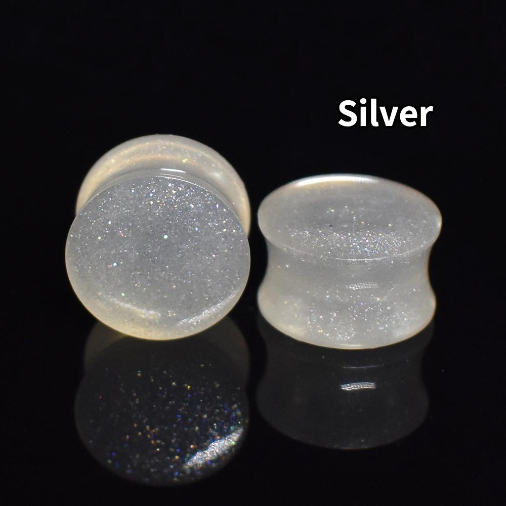 6-50mm Solid-colored Twinkle Acrylic Ear Tunnels Plugs Stretchers Expander Double Flared Flesh Tunnels Ear Piercing Jewelry