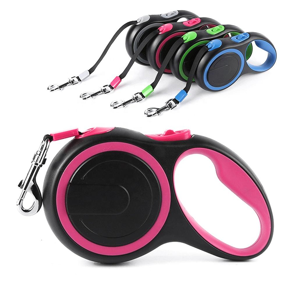 Super Durable 3M/5M/8M Retractable Dog Collar Leash Hands-Free Nylon Plastic Leather Ribbon Decoration for Small Pets-Cats Dogs