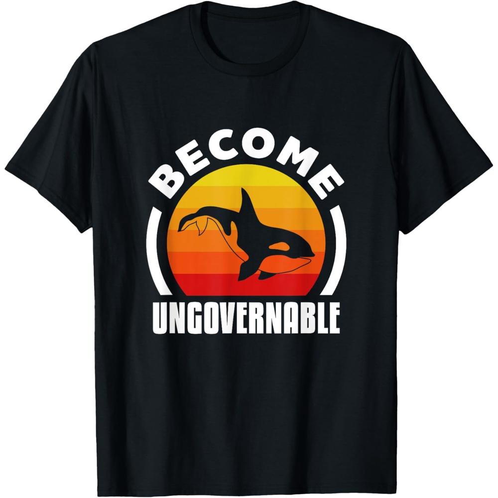 Orcas Become Ungovernable Orca Whale Retro T Shirt 4XL чёрный