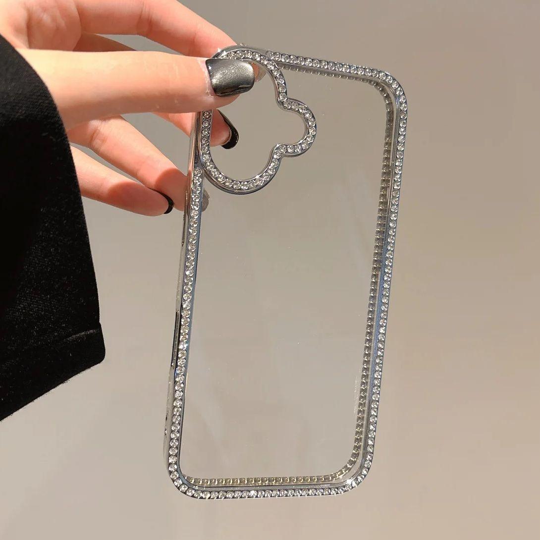 

Покрытие Серебристый Блеск Бриллиант Страз Прозрачный Чехол Для iPhone 16 15 14 13 12 11 Pro Max Plus Роскошная Защита Объектива Бронированный Чехол iPhone 15