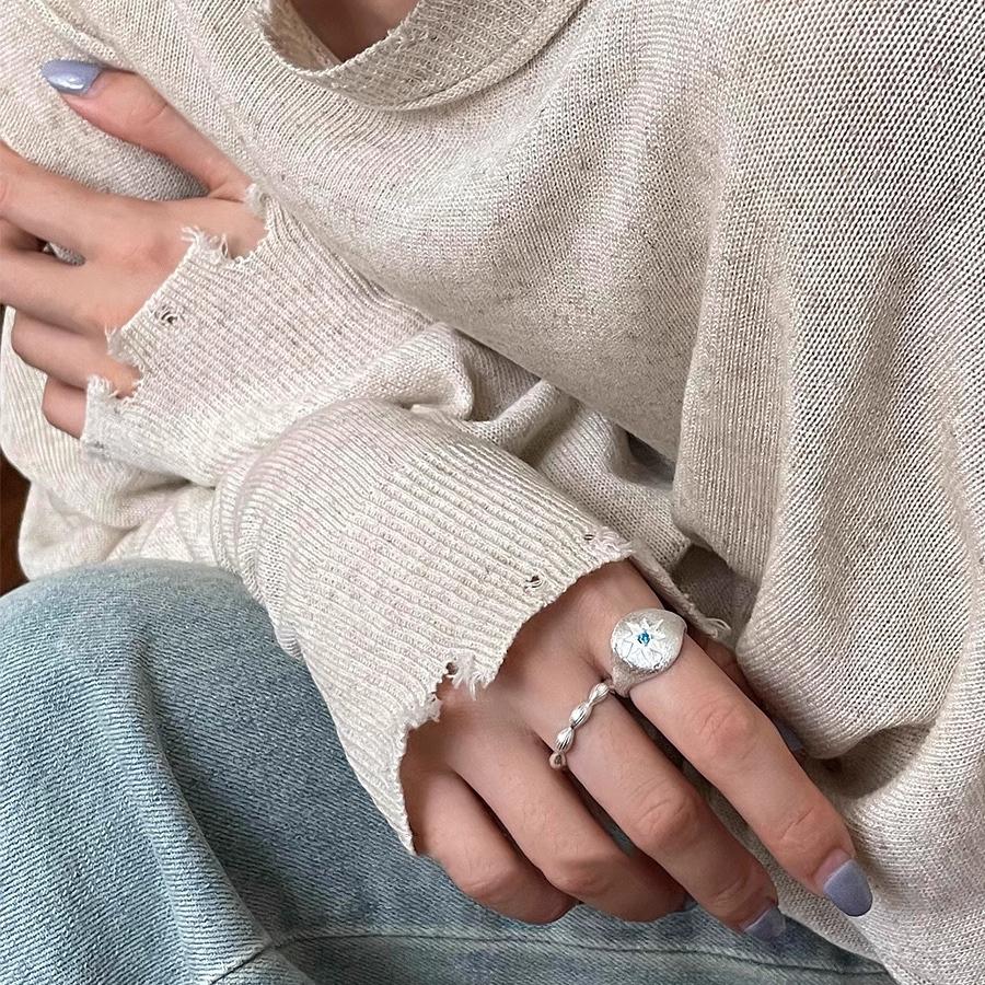 Elegant Gold Carving 925 Sterling Silver Eight-Pointed Star Ring for Women – Super Flash & Stylish Design