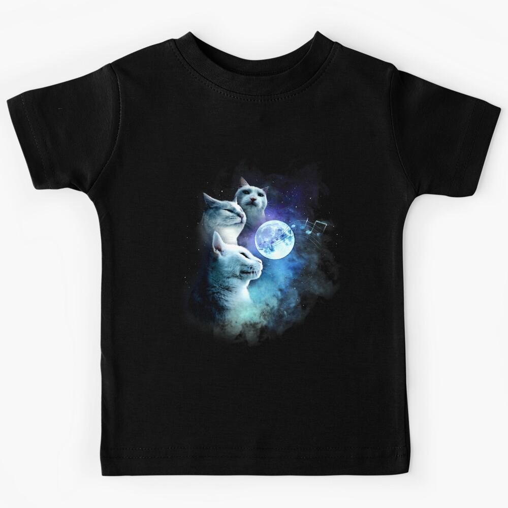 Cat Vibing Meme / Galaxy Cats / Three Cat Moon / CatJAM Kids T-Shirt 170