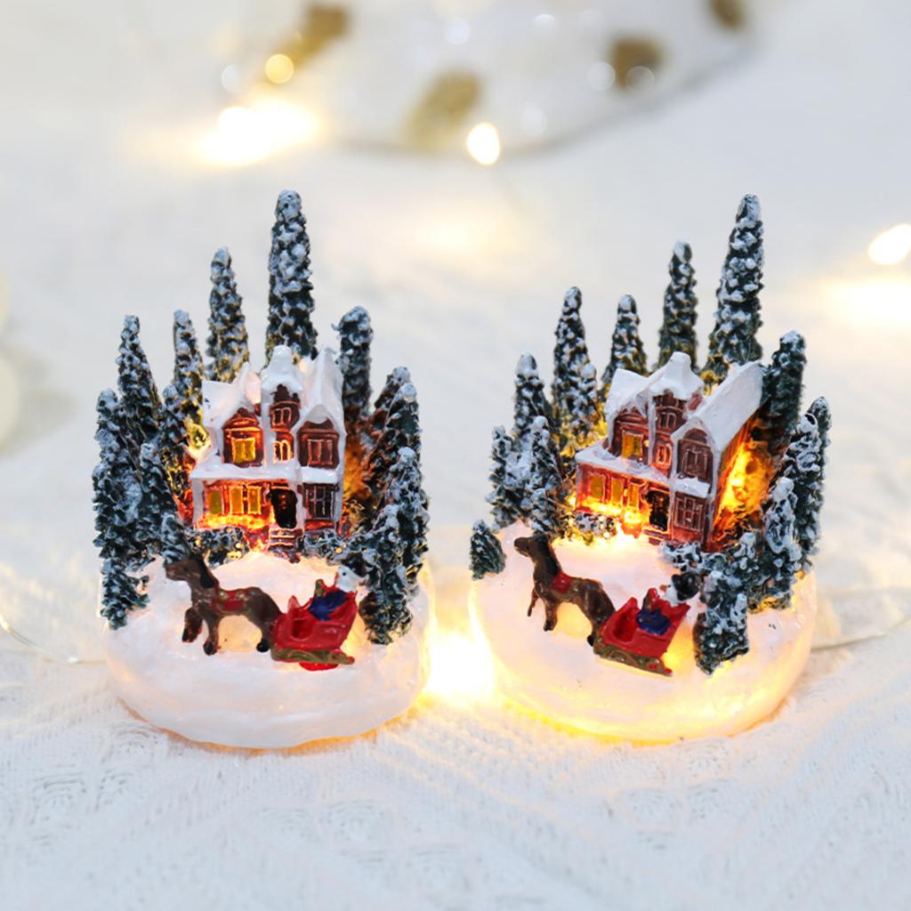 Luminous Small Christmas Village Decoration - LED Lighted Snow Scene, Perfect For Home