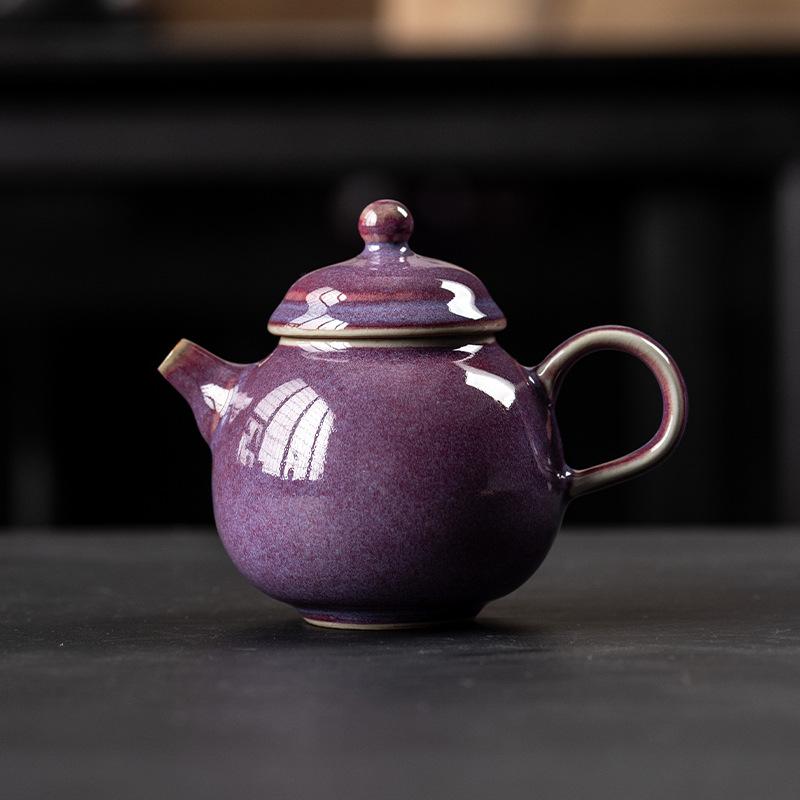 Light Luxury Kiln Purple Gold Teapot Household High-grade Large-capacity Tea Cup Teapot Ceramic Single Pot Kiln-changed Crystal Glaze