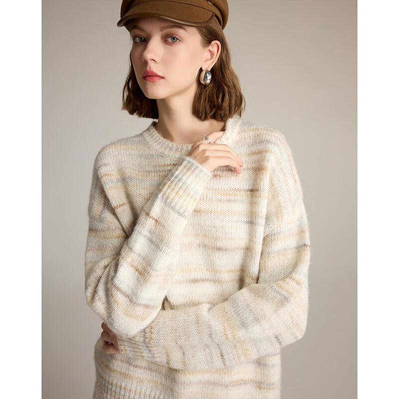 Women's Wool-Blend Striped Round Neck Knit Sweater