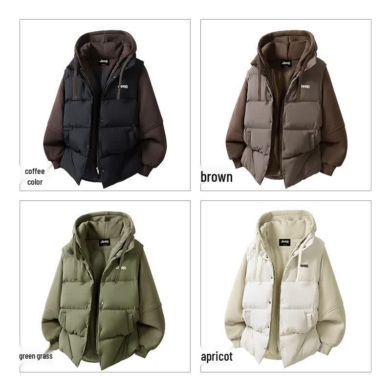 Jeep Men's Hooded Faux Two-Piece Casual Jacket