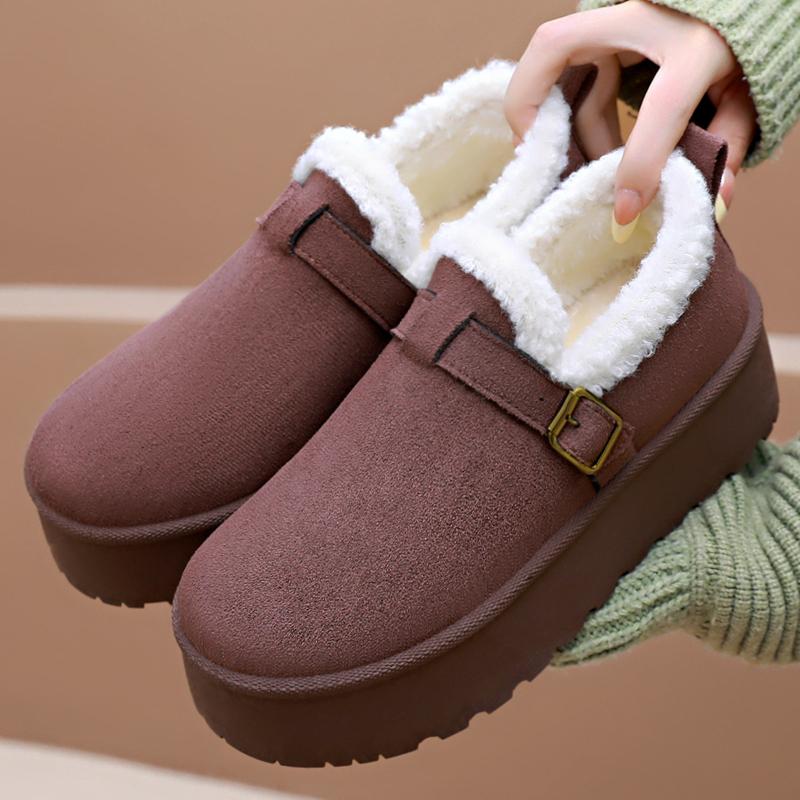 Damvinterskor Förtjockade Fleecefodrade Snöstövlar Varma Korta Stövlar Tjock Sula Höjdökande Bomullsstövel Mångsidig Damsko