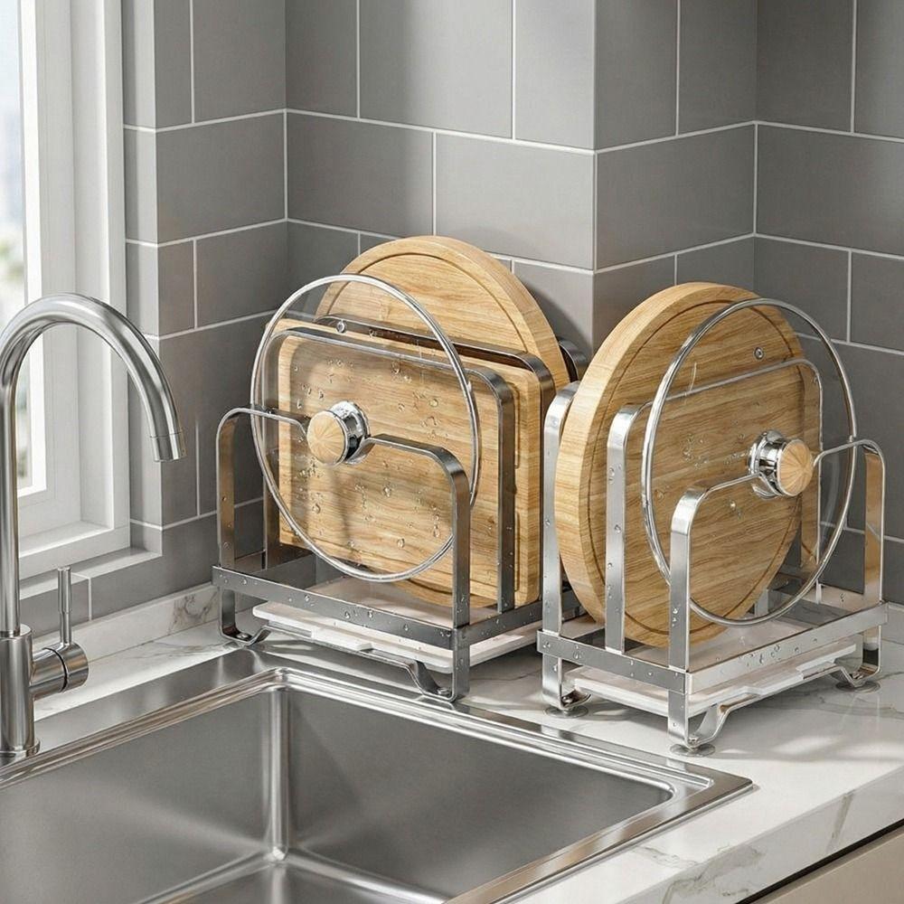 Rustproof Cutting Board Holder Moisture-proof Chopping Board Rack Pot Lid Storage Rack  Counter Top