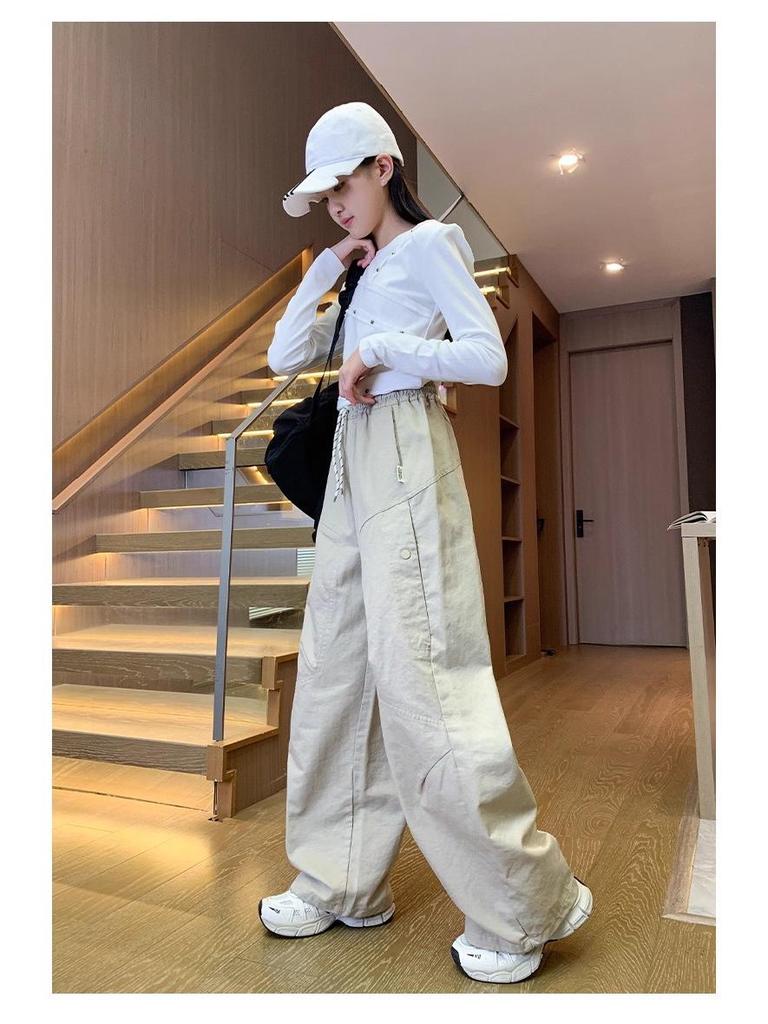 Girls' Korean Style Streetwear Cargo Pants - Spring/Autumn 2025 for Middle School