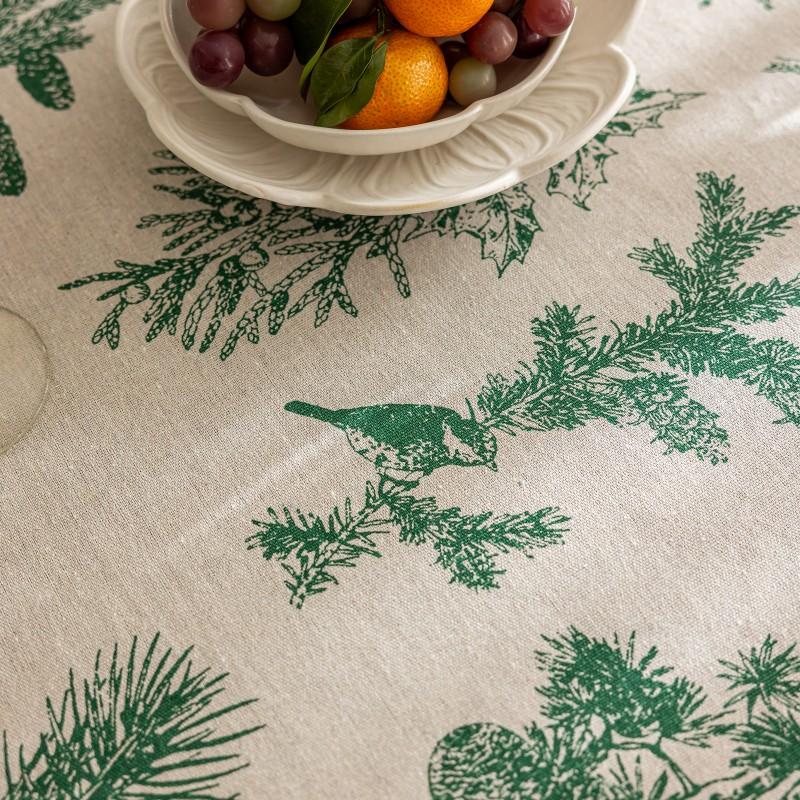 Flower Printed Table Cover with Tassels Cotton Linen Table Cloth Naturally Breathable and Comfortable nappe de table Luxury