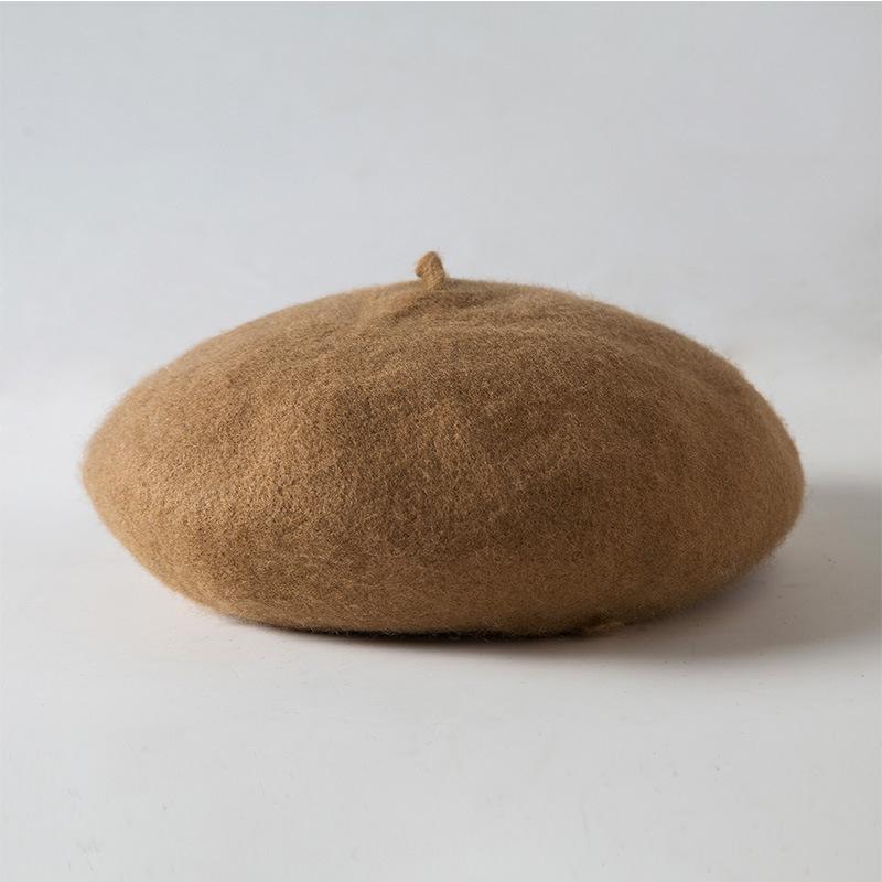 Boina de Lã Feminina Outono Inverno Chapéu Broto Versátil Chapéu de Pintor Artístico Chapéu Retrô