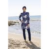 2-piece Muslim Women's Modest Military Banana Leaf Printed Seaside Swimwear Full Coverage Swimsuit Set Beachwear Burkini Swimsuit Set (Without