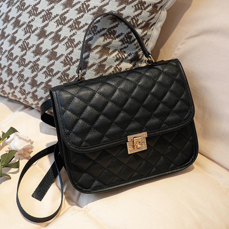 Women's backpack spring and summer new portable rhombus fashion simple backpack with lock one shoulder bag