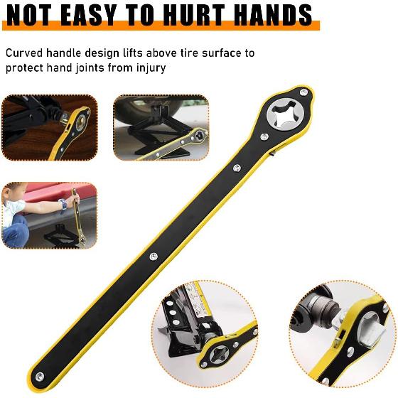 Car Jack Ratchet Wrench, 360 Degree Swivel Tire Wheel Jack Ratchet Wrench, Tire Wheel Jack Lift Speed Handle Tool Suitable for Vehicle SUV Truck,