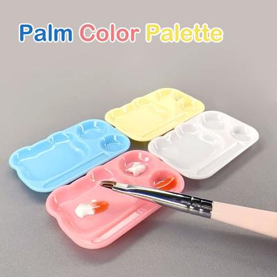 1pcs Nail Gel Polish Painting Color Mixing Plate Cartoon Nail Art Color Palette Plastic Tray With Brush Holder Diy Painting Tool
