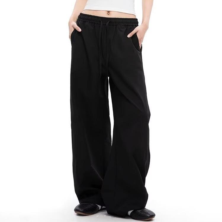 American navy blue scimitar casual pants for men and women, summer cool feeling quick-drying loose moving pants, hanging feeling wide-leg pants