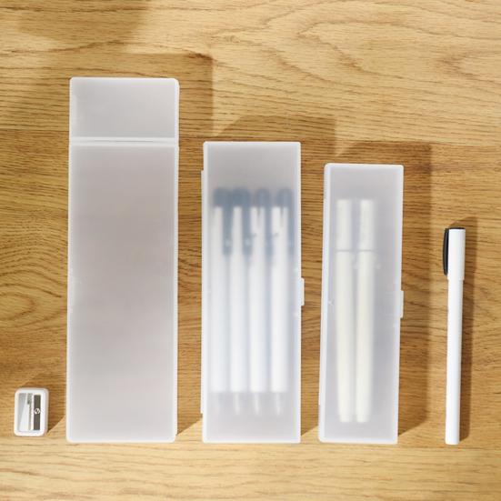 Stationery Box Simple Plastic Pen Storage Case Practical Large Capacity Pen Holder Multifunctional Translucent Pencil Case School Office
