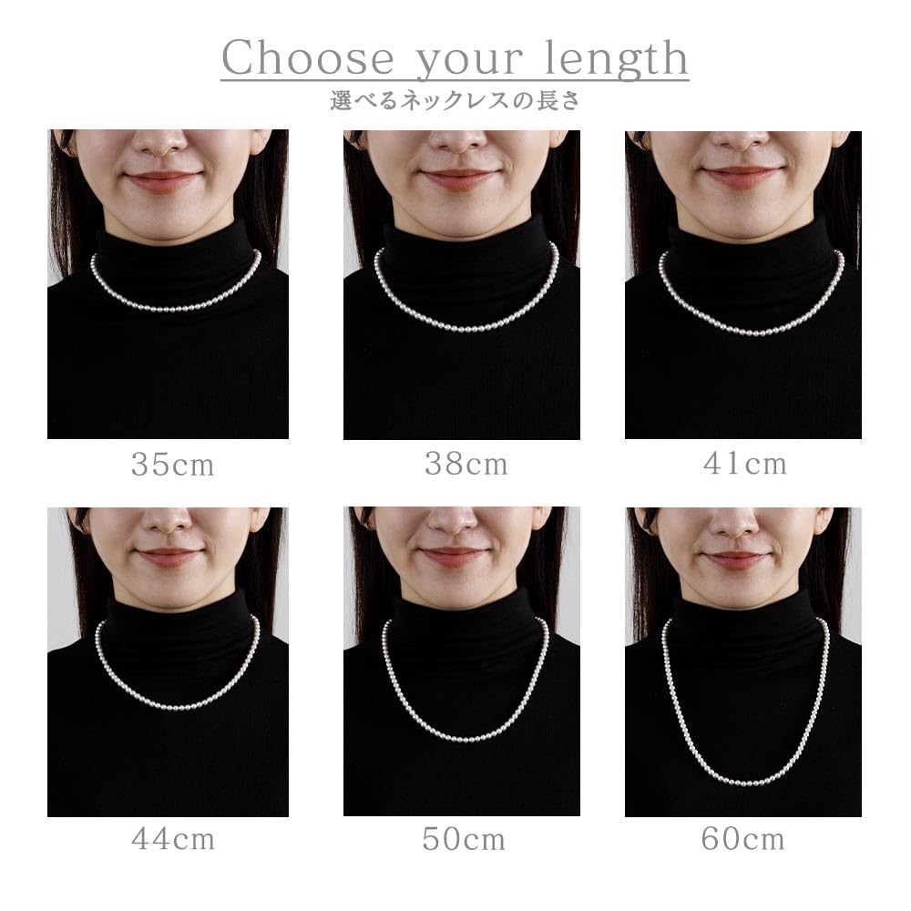Baby Pearl Necklace Earrings Set 5mm Grand Premium Pearl White Silver Gold Earrings [VOTRE COUTURE] (K10 (White Gold), 35cm)