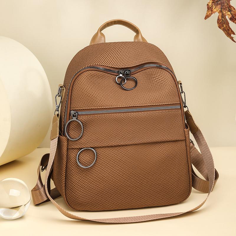 Solid Color Women's Multi-Function Backpack Large Capacity Commuter Travel Backpack