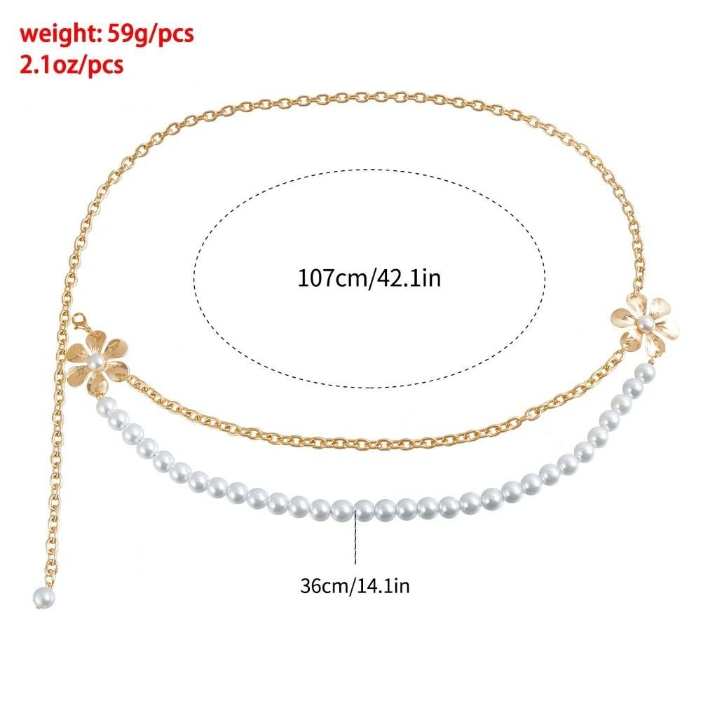 Vinrage Multilayer Pearl Waist Chain Heart Rhinestone Floral Belly Chain Tassel Elegant Dress Waistband Photoshoot