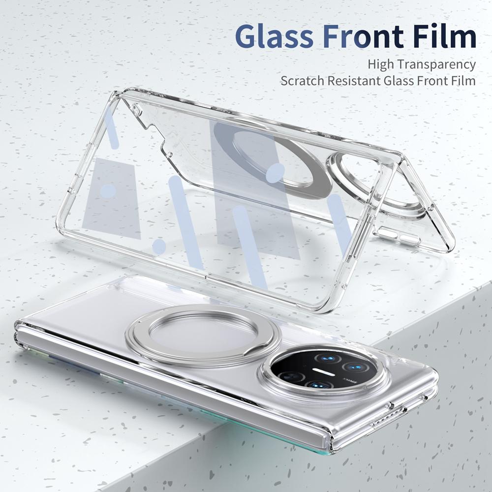 KEYSION 360° Rotating Magnetic Ring Stand Case for Huawei Mate X6 X5 X3 Transparent Hard PC Phone Cover with Screen Protector