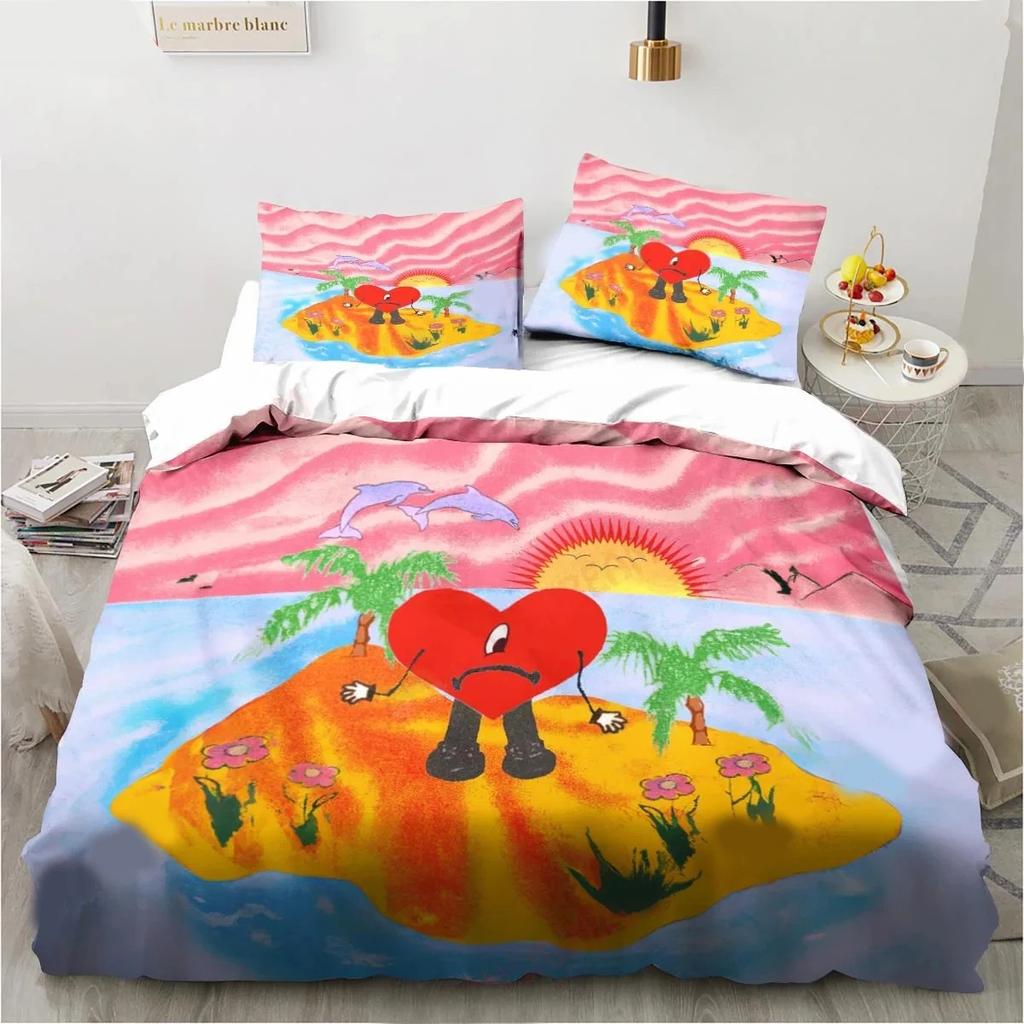 3D-Druck Lustiges Bad Bunny Un Verano Sin Ti Bettwäsche-Set Bettbezug Bettset Bettbezug Kissenbezug Bettdecke King Queen Size