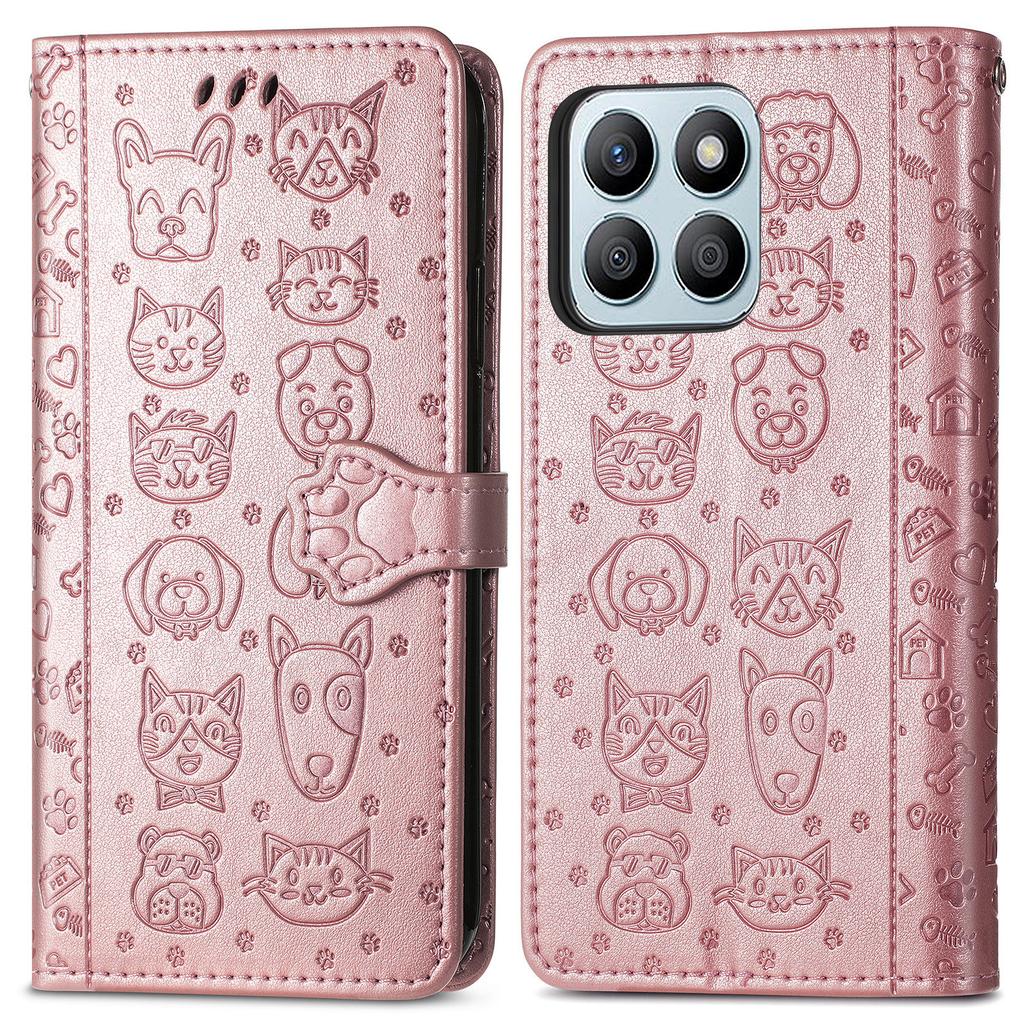 Leather Case For Honor X7c 4G/200 Smart 5G/Play 60 Plus 5G Wallet Flip Phone Cover Cute Cat Dog Pattern