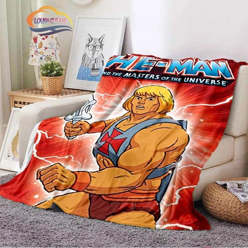 Science fiction adventure cartoon Masters of the Universe Cashmere Blanket 3D Printed He-Man Cartoon Flannel Bedspread camping