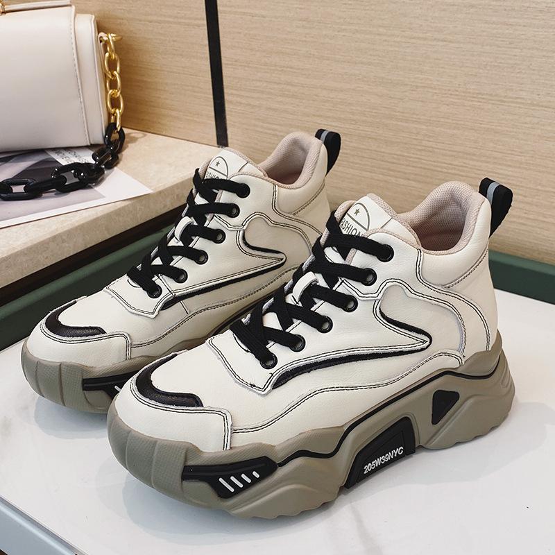 Inner heightening dad shoes women's autumn and winter platform student sports ins velvet warm cotton shoes