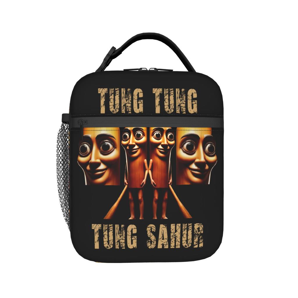 Italienisches Brainrot Tung Tung Tung Sahur Isolierte Lunchtasche Kühltasche Wiederverwendbar, Lunchbehälter Große Tragetasche Brotdose College