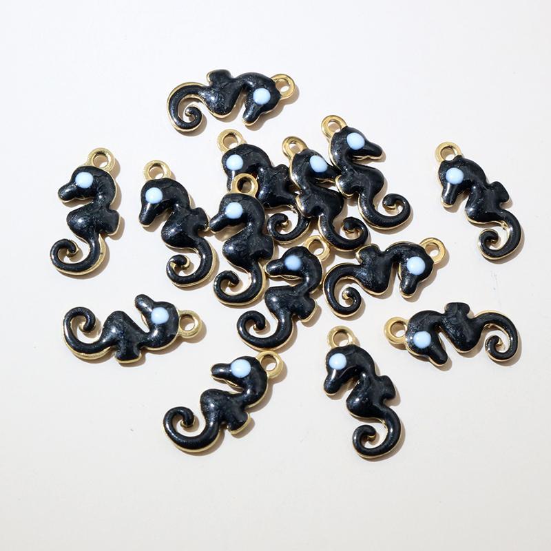 20pcs 11x5mm Hippocampus Seahorse Enamel Charms Pendant Stainless Steel DIY Jewelry Making Accessories for Necklace Earrings