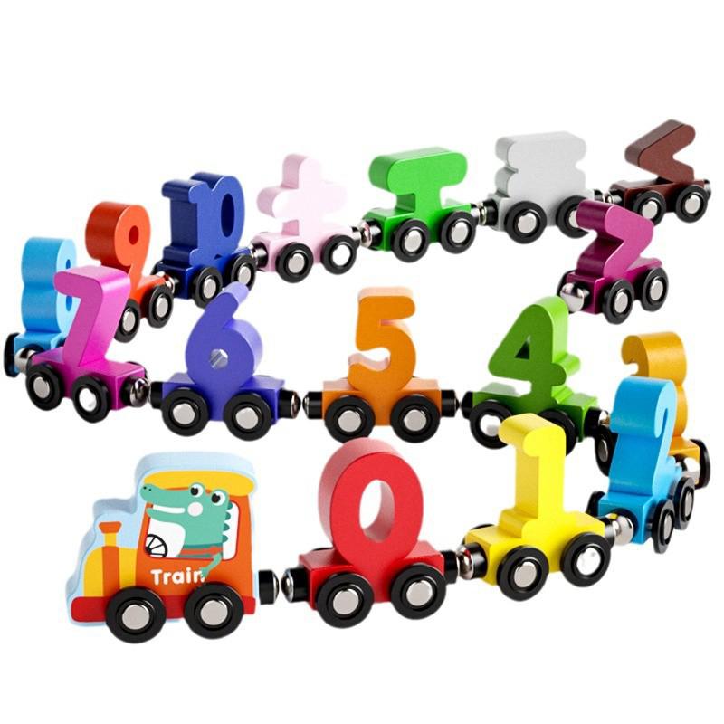 1 Set Wooden Magnetic Number Train Toys Montessori Educational Toy Train Kit Early Cognition Learning Teaching Sets For Toddlers