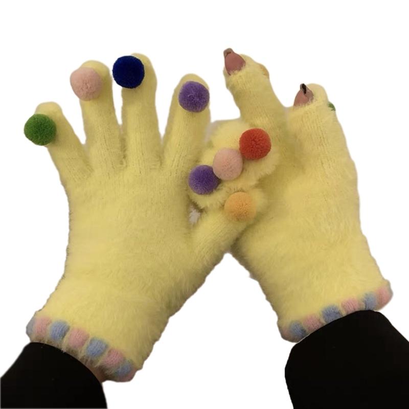 Winter Warm Touchscreens Gloves Faux Furs Texting Gloves Fuzzy Soft Winter Gloves for Outdoor Skiing Cycling Hiking