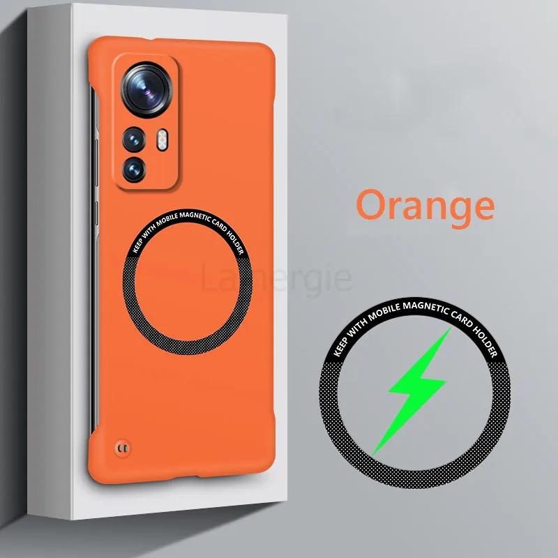 

Безкаркасний магнітний тонкий чохол для Magsafe для Xiaomi 12 Pro 13 Ultra 12X 12S Pro Xiaomi12 5G Бездротова зарядка, тверда задня кришка For Xiaomi 12S помаранчевий