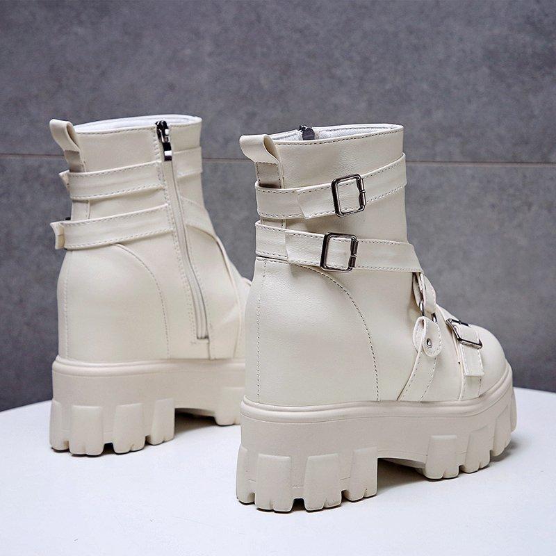 Spring, Autumn and Winter New Versatile Thick-soled Women's Belt Buckle Personalized Short Boots Martin Boots Women