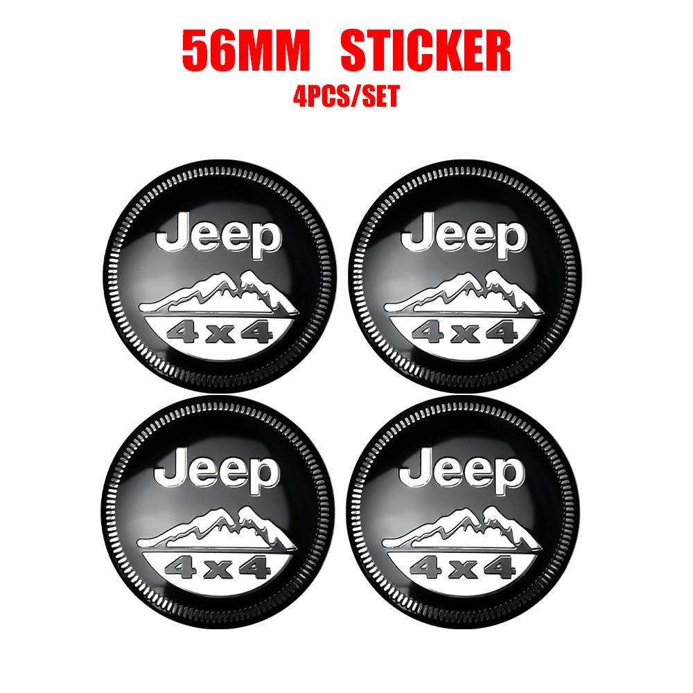 4 Stück 56/60mm Radnabenkappen Aufkleber Auto Emblem Abzeichen Dekoration für Jeep jk Compass Renegade Cherokee Gladiator Patriot Liberty